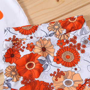 Abiti personalizzati per ragazze per 14 <span class=keywords><strong>anni</strong></span> vestiti estivi per bambini lavorati a maglia lettera pantaloncini a fiori a maniche corte abiti di qualità per bambini - Product Image 3