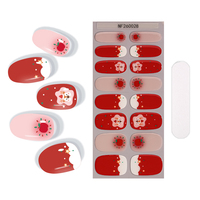 Autocollants pour ongles en gel semi-durcis non toxiques RTS, 16 embouts, motifs Noël, Père Noël, canne à sucre, églantier, paillettes, pour fêtes de fin d'année