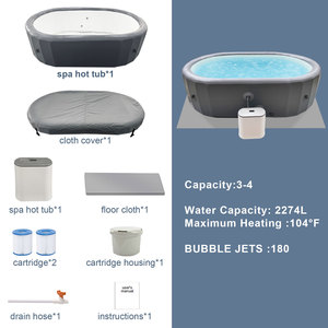 <span class=keywords><strong>Spa</strong></span> <span class=keywords><strong>gonflable</strong></span> familial avec 180 jets à bulles, capacité 3-4 personnes, 104 ° Ensemble complet d'accessoires en PVC <span class=keywords><strong>pour</strong></span> chauffage F Max - Product Image 6