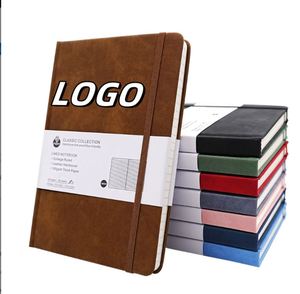 X515 A5 Leather <b>Journal</b> With Grooved Embossed Cover and Elastic Band Closure Customizable Lined <b>Writing</b> Pages Notebook - Product Image 1