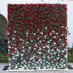 Forest Style 5D Cloth Base Wedding Backdrop Flower Wall <b>Artificial</b> Rose Row Factory Direct High Grade Wedding Flower Wall - Product Image 2