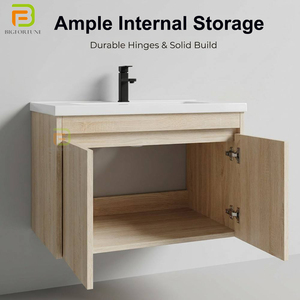 <span class=keywords><strong>Meuble</strong></span>-lavabo flottant moderne pour hôtel, vente en gros, armoire de rangement murale en contreplaqué avec miroir - Product Image 3