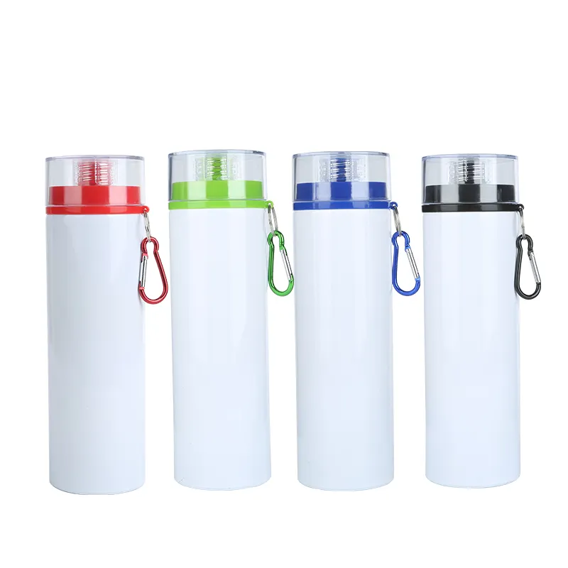 Botella de agua de aluminio con tapa colorida, botellas deportivas personalizadas inteligentes, para sublimación, 750 ml