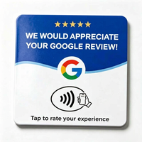 Acryl NFC Google Bewertungskarte mit Individuellem Logo-Druck, Wasserfest, NTAG213 Chip RFID für Restaurant/Café/Hotel/Geschäft Bewertungsständer