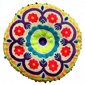 Cojín Decorativo Boho Hecho a Mano, Cojín de Asiento Zafu Personalizado, Cojines Bordados para Silla, Relleno 100% Algodón, Poliéster y Viscosa - Product Image 1