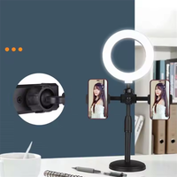 Support de téléphone trépied pour photographie avec anneau lumineux LED en plastique de 6 pouces, lumière d'appoint à luminosité réglable, design portable, vente en gros