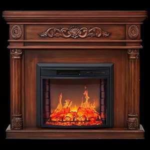 <span class=keywords><strong>Chimenea</strong></span> <span class=keywords><strong>Francesa</strong></span> de Madera Maciza con Llama Simulada Blanca y Calefacción Eléctrica para Hogar, Villa, Hotel, Estilo Europeo, Decoración para Sala de Estar - Product Image 5