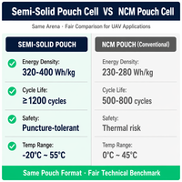 Cellule de batterie semi-solide 320Wh/kg 30Ah 5C à décharge rapide, cellule Lipo en pochette pour drone agricole et logistique, pack personnalisé 4S-24S