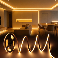 Lampu Strip LED COB Kepadatan Tinggi 24V 12V 528led Kecerahan Tinggi 90RA+ PCB Tembaga 10mm untuk Rumah, Mobil, Kabin, Lampu Latar TV