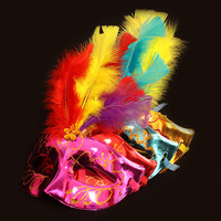 Masques de Mardi Gras pour femmes, demi-visage, avec plumes, en PVC, masques décoratifs pour Halloween