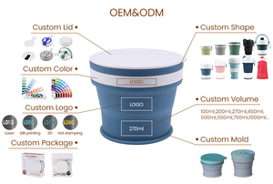 Manufacture Custom logo New 170ml Silicone <b>Macaron</b> Cup Cute Fun Folding cup Design Cross-Border Portable Collapsible Mug - Product Image 2