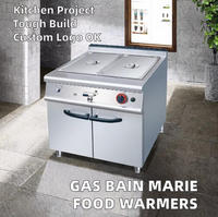 Bain-marie professionnel double combustible (GPL/GN) avec armoire de rangement, chauffe-plats 6KW pour restaurant, hôtel, traiteur, buffet