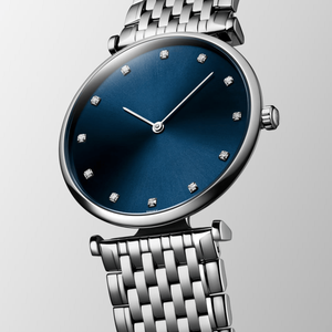 Montre mécanique automatique ronde et fine avec cadran à index en cristal et bracelet en acier inoxydable Longinesing - Product Image 4