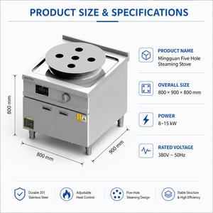 Commercial Five Hole Steaming <b>Stove</b> Stainless Steel Electric Bun Steamer with Digital Display for Restaurant Dim Sum Kitchen - Product Image 5