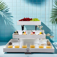 Nouveau Style Nesting Buffet 3 Niveaux Support De Nourriture Blanc Acrylique Présentoir pour La Décoration De Fête De Mariage