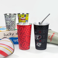 Artículo Promocional Personalizado, Vaso de Acero Inoxidable 304 de Pared Simple Apilable de 20oz, 12oz, 16oz, que Cambia de Color con el Frío, para Mercancía de Marca