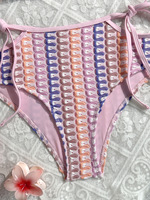 TW 2026 Pakaian Renang Wanita Grosir Kustom Model Halter Dua Potong Pinggang Tinggi Berongga Pakaian Pantai Seksi Tanpa Punggung Set Bikini