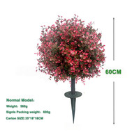 Huaien Artificiel Buis Topiaire Boule Arbre avec Piquet de Sol Extérieur Intérieur Faux Arbuste Buissons à Feuilles Persistantes Plante en Pot