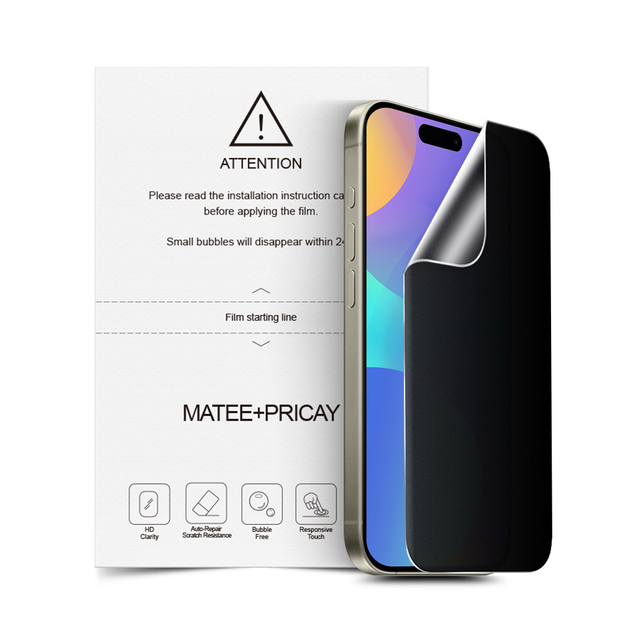 For iPhone 13 14 15 16 Plus Pro Max Anti Glare Privacy Screen Protector TPU Hydrogel Film With Cutting Machine for Any Models