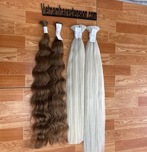 Cheveux humains vietnamiens doublement étirés, ondulés, en vrac, noirs naturels, vierges bruts, pour tressage, vente en gros - Product Image 1