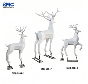 SMC等身大スチール製彫刻鹿像、クリスマスホリデーショップモール屋外庭園装飾用小道具 - Product Image 2