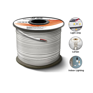 Fil électrique blanc flexible à 2 conducteurs, câble d'alimentation basse tension en cuivre OFC <span class=keywords><strong>pour</strong></span> bande LED, décoration intérieure, lampes - Product Image 2