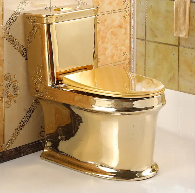 Bathroom ceramic sanitary ware golden color toilet gold wc toilet for sale