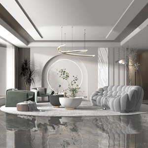Canapé de salon au design créatif Canapé bulle trois places paresseux incurvé <span class=keywords><strong>en</strong></span> tissu - Product Image 5