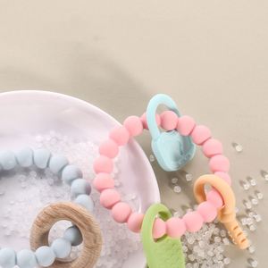 <b>Silicone</b> Party Gift New Baby Bracelet Colored <b>Beaded</b> Soft for Baby Teeth Grinding Products - Product Image 4