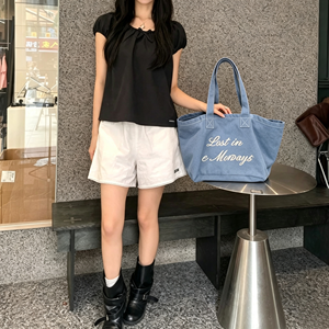 Bolsa de Lona Azul Marino Ecológica, con Bordado en Inglés, Gran Capacidad, Reutilizable para la Playa - Product Image 2
