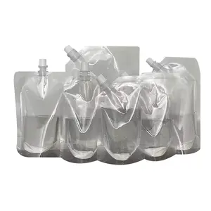 Clear Spout Pouch Plastic Drink Bag Tea Bag Transparent Kraft Paper for Beverages Bosheng Flexo Printing Juice Bottle Zipper Top