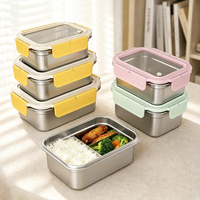 Boîte à lunch en acier inoxydable 304 en gros, boîte bento à 2 compartiments, récipient alimentaire en métal étanche pour enfants et adultes, compatible micro-ondes