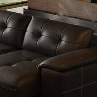 Ensemble de canapés modulaires inclinables en cuir de luxe moderne, design en forme de L, pour bureau, appartement, hôtel, école, usage commercial, cuir véritable