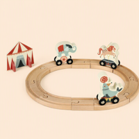 Ensemble de train de cirque en bois personnalisé, jouets éducatifs Montessori, jouet ferroviaire créatif pour enfants, jouet ferroviaire pour animaux pour les tout-petits