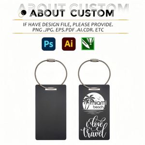 Étiquettes de bagages en aluminium personnalisées avec logo, étiquettes nominatives de voyage avec anneau métallique pour sacs à dos, valises et sacs - Product Image 2
