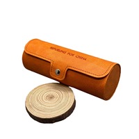 2025 nouvelle boîte de lunettes cylindre personnalisée luxe nouveau Design PU étui à lunettes de soleil emballage Portable marron étui optique en relief