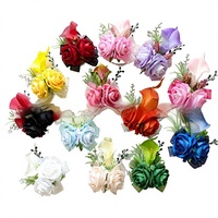 Kain Bunga Mawar Buatan Calla Lily Boutonnieres Korsase Pengantin Pernikahan Pesta Pengantin Pria Pengantin Wanita Aksesori Bunga