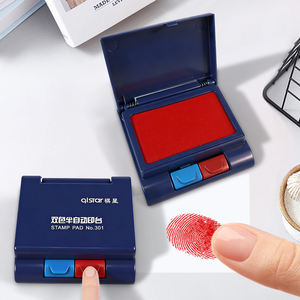 Tampon d'impression bicolore rouge et bleu, <span class=keywords><strong>achat</strong></span> en gros, couleurs personnalisables, couvercle <span class=keywords><strong>de</strong></span> type bouton, pour usage professionnel et bureautique - Product Image 2