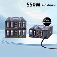 Station de charge rapide de bureau 550W GaNIII avec câble USB-C rétractable PD3.1, adaptateur de chargeur pour ordinateur portable MacBook Pro/iPad/iPhone