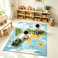 Tapis de jeu pour enfants avec impression personnalisée de carte, antidérapant, lavable, tapis de chambre d'enfant, tapis de salle de classe pour enfants, grands tapis pour maternelle