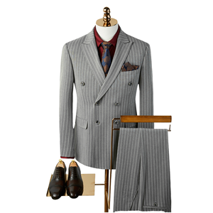 <span class=keywords><strong>Traje</strong></span> de tres piezas de tela estirada a rayas de alta calidad con Spandex <span class=keywords><strong>traje</strong></span> de doble botonadura <span class=keywords><strong>traje</strong></span> informal de negocios para <span class=keywords><strong>hombre</strong></span> - Product Image 3