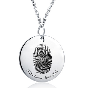 Collier personnalisé en acier inoxydable avec <span class=keywords><strong>empreinte</strong></span> <span class=keywords><strong>digitale</strong></span> et chaîne à maillons, plaqué or rose, pour femme - Idéal pour le dropshipping de bijoux DIY - Product Image 3