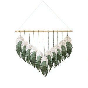 Colorful Heart Macrame Rectangle Wall Hanging Bohemian Tassel Tapestry Handmade Cotton for Theme Decor Living Room Bedroom Cafe - Product Image 4