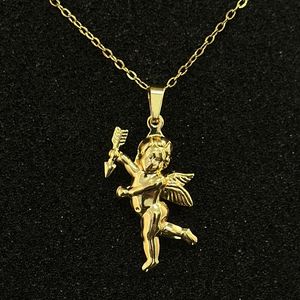 Collar en forma de corazón de acero inoxidable, cadena de clavícula de la suerte de Ángel, diseño de nicho de acero inoxidable para mujer N80000067 - Product Image 3