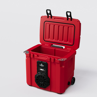 Glacière isotherme portable 35L en PE avec haut-parleur et poignée à corde