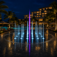 Fontaine à jets d'eau paysager interactive pour terrasse sèche 3x2m, LED RGB, laser, acier inoxydable, système musical commercial, étanche IP68