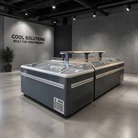 Best <strong>Sellers</strong> Commercial <strong>Top</strong> Open Curved <strong>Chest</strong> Island <strong>Freezers</strong> Glass Display Refrigerator <strong>Freezers</strong> for Seafood Meat Frozen Food