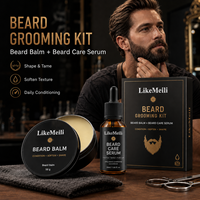 Kit de Cuidado de Barba para Hombre, Bálsamo para Barba 56g y Suero para Barba 30ml, Suaviza, Acondiciona, da Forma, Controla la Barba Áspera, Set de Regalo para Cuidado Diario