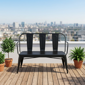 Banc de jardin en métal industriel moderne à 2 places, fabriqué à la main, au design élégant, idéal pour la maison, l'hôtel, le jardin, la terrasse, bancs en métal pour la ferme - Product Image 2