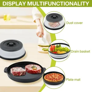 Folding Lid With Hook <b>Microwave</b> Oven Heating Lid Multifunctional Silicone Folding Fresh-keeping Lid Oil and Splash Proof Lid New - Product Image 4